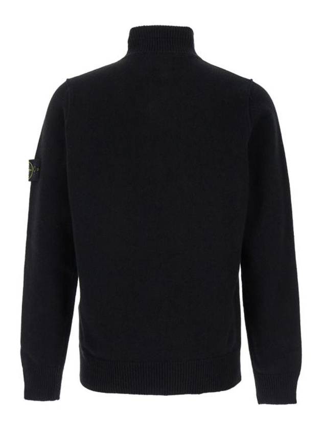 Wappen Patch Half Button Lambswool Knit Top Black - STONE ISLAND - BALAAN 3