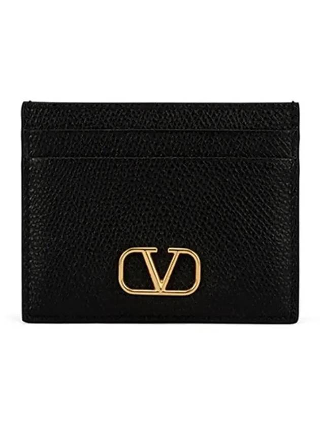 V Logo Signature Card Wallet Black - VALENTINO - BALAAN 6