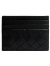 Intrecciato Leather Card Wallet Black - BOTTEGA VENETA - BALAAN 3