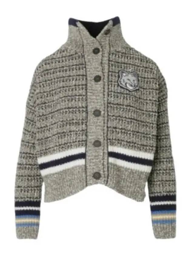 Bold Fox Head Crafty Cardigan Grey - MAISON KITSUNE - BALAAN 2