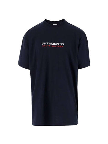 Couture Logo Overfit Short Sleeve T-Shirt Navy - VETEMENTS - BALAAN 1