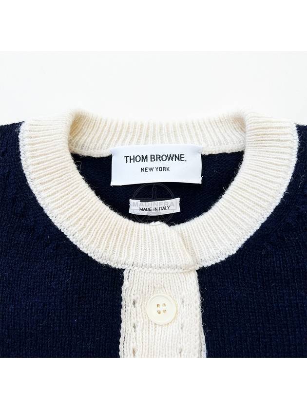 Crew neck cardigan navy FKC454AY1026 - THOM BROWNE - BALAAN 3