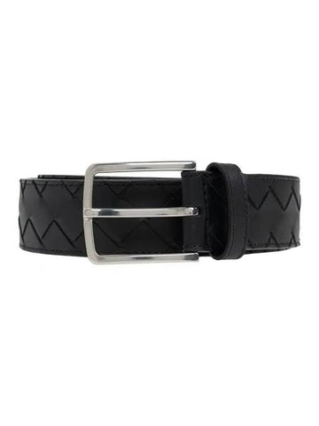 Intrecciato Leather Belt Black - BOTTEGA VENETA - BALAAN 1