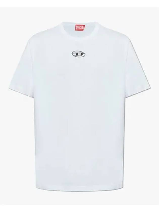 Metallic Logo Short Sleeve T-Shirt White - DIESEL - BALAAN 2