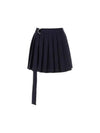 Buckle Strap Wool Pleated Skirt Navy - AMI - BALAAN 2