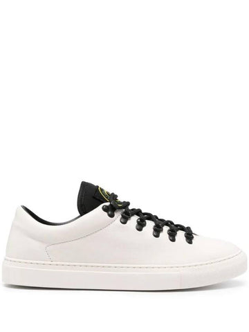 S0101 Logo Lace-Up Leather Low Top Sneakers White - STONE ISLAND - BALAAN 1