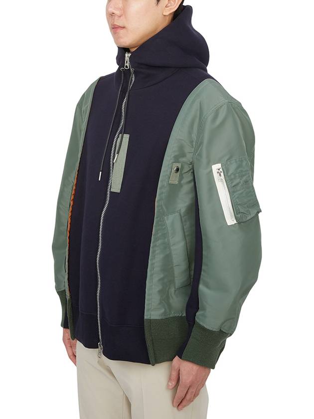 Sweat Zip-Up Hoodie Navy Khaki - SACAI - BALAAN 6