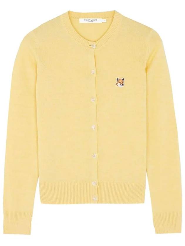 Fox Head Patch Adjusted Round Neck Cardigan Yellow - MAISON KITSUNE - BALAAN 2