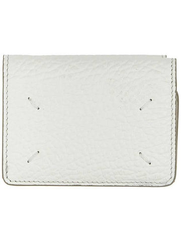 Signature Stitch Trifold Leather Half Wallet White - MAISON MARGIELA - BALAAN 1