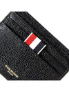 Pebble Grain Leather Stripe Note Compartment Card Wallet Black - THOM BROWNE - BALAAN 6