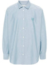 Contour Fox Head Embroidery Cotton Long Sleeve Shirt Blue - MAISON KITSUNE - BALAAN 1