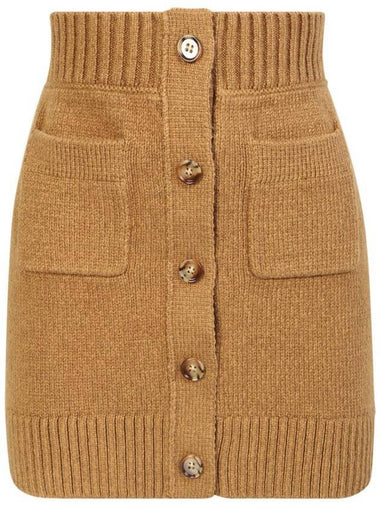 Blanche Knit H-Line Skirt Brown - BURBERRY - BALAAN 1