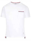 Men's Medium Weight Jersey Tipped Pocket Crewneck Short Sleeve T-Shirt White - THOM BROWNE - BALAAN 2