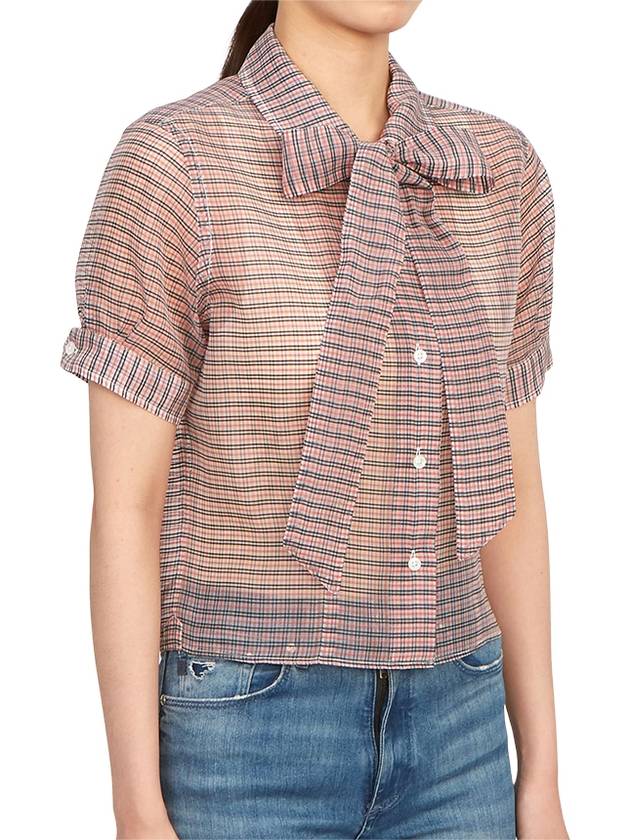 Women's Check Pattern Bow Blouse - THOM BROWNE - BALAAN 6