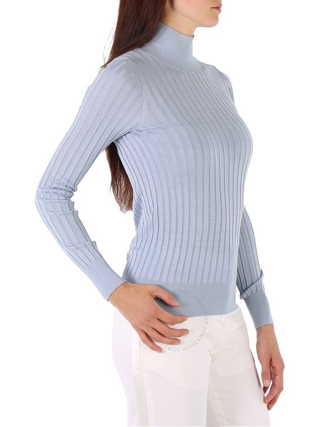 Burberry Pale Blue Abbi High-Neck Silk Sweater, Size X-Small - BURBERRY - BALAAN 2