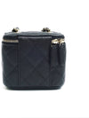 Classic Small Chain Grained Calfskin Gold Metal Cosmetic Case Mini Bag Black - CHANEL - BALAAN 4