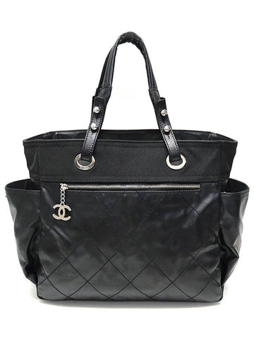 A34210 Black leather silver plated Biarritz large shoulder bag 13th unit - CHANEL - BALAAN 1