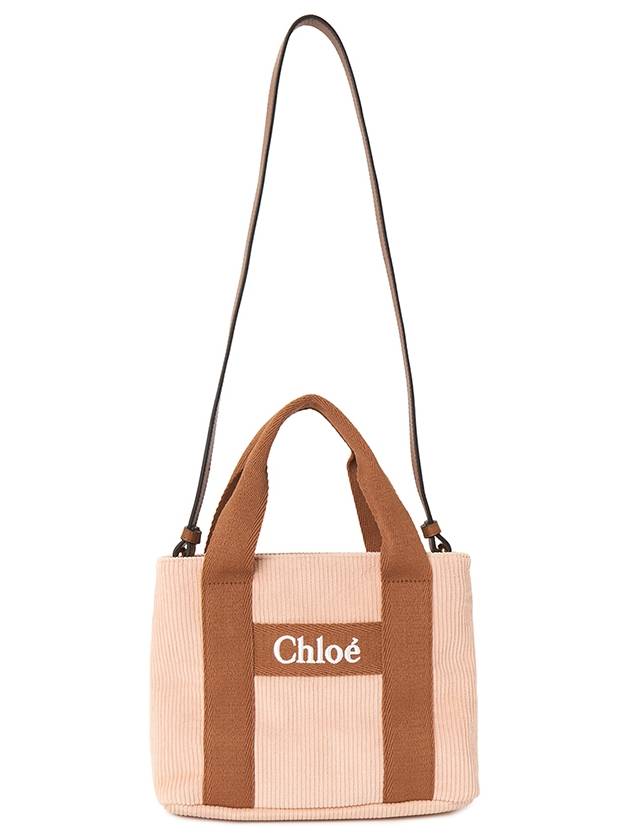 Logo Embroidered Corduroy Cross Bag Pink - CHLOE - BALAAN 7