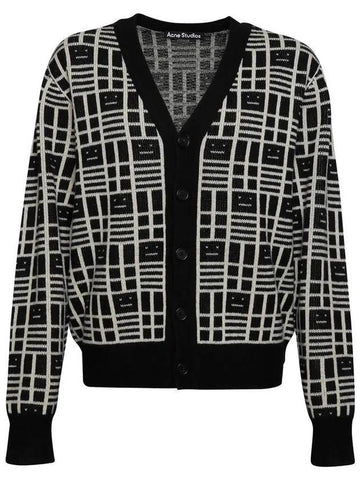 Face Checkerboard Logo Cardigan Black - ACNE STUDIOS - BALAAN 1