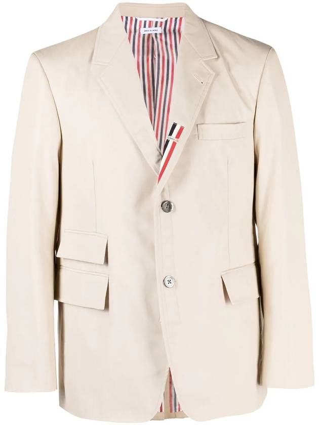 Typewriter Cloth Grosgrain Placket Sport Jacket Beige - THOM BROWNE - BALAAN 1