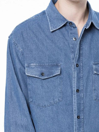 Men s W243SH03MBM Western Pocket Denim Shirt Mid Blue - CHANCE'S NOI - BALAAN 2