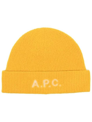 Harry Logo Print Wool Beanie Yellow - A.P.C. - BALAAN 1