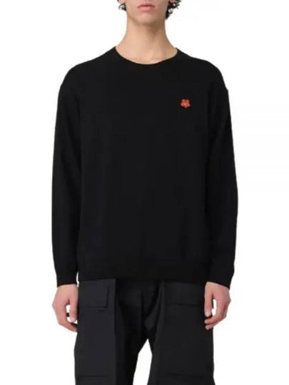 Boke Flower Crest Embroidered Wool Knit Top Black - KENZO - BALAAN 2