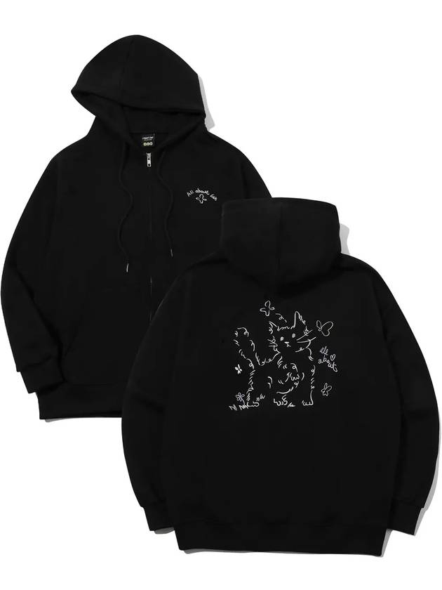 About Love Cat Embroidery Hooded Zip-Up Black - CPGN STUDIO - BALAAN 4