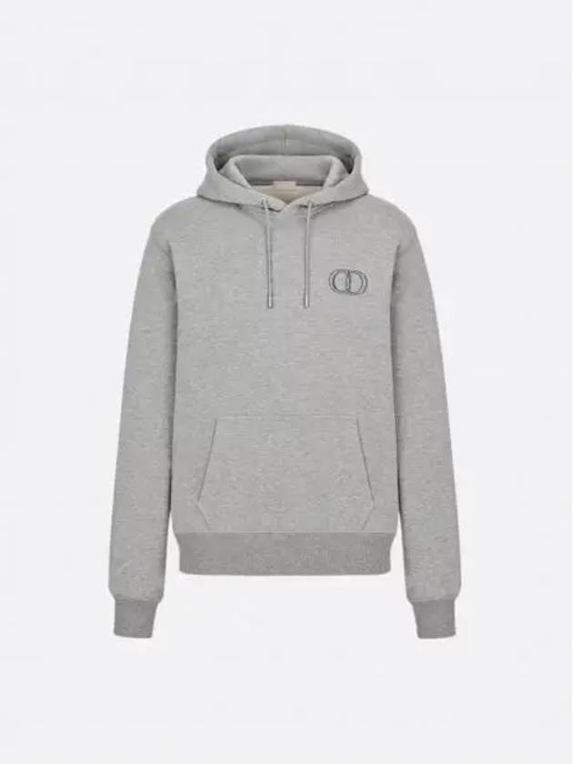 Cd Icon Embroidered Cotton Hoodie Grey - DIOR - BALAAN 2