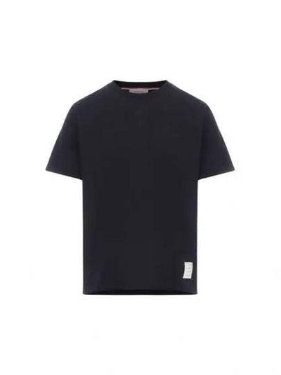 Men's Side Slit Relaxed Short Sleeve T-Shirt Navy - THOM BROWNE - BALAAN 2