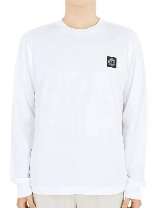 Chest Patch Long Sleeve T-Shirt White - STONE ISLAND - BALAAN 2