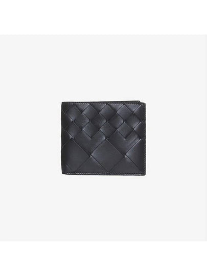 Intrecciato Leather Bi Fold Half Wallet Black - BOTTEGA VENETA - BALAAN 2