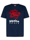 Drawn Varsity Embroidered Classic Cotton T-Shirt Midnight Blue - KENZO - BALAAN 2