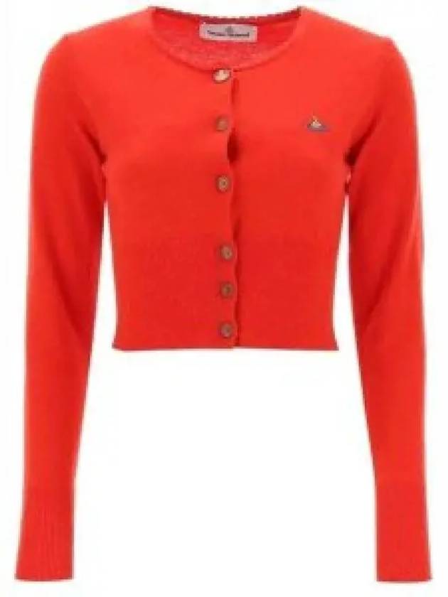 Bea ORB Embroidered Logo Crop Cardigan Red - VIVIENNE WESTWOOD - BALAAN 2