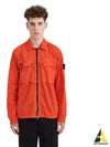 Brushed Organic Cotton Overshirt Jacket Red - STONE ISLAND - BALAAN 2
