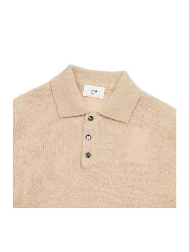 Pullover Knit Polo Shirt Yellow - AMI - BALAAN 4