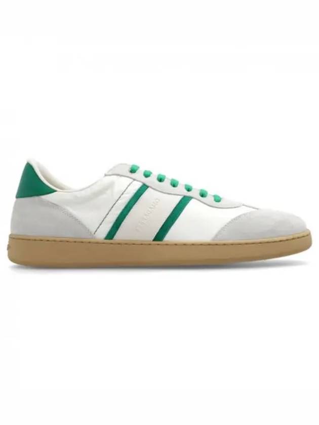 Gancini Suede Fabric Low Top Sneakers White Green - SALVATORE FERRAGAMO - BALAAN 2