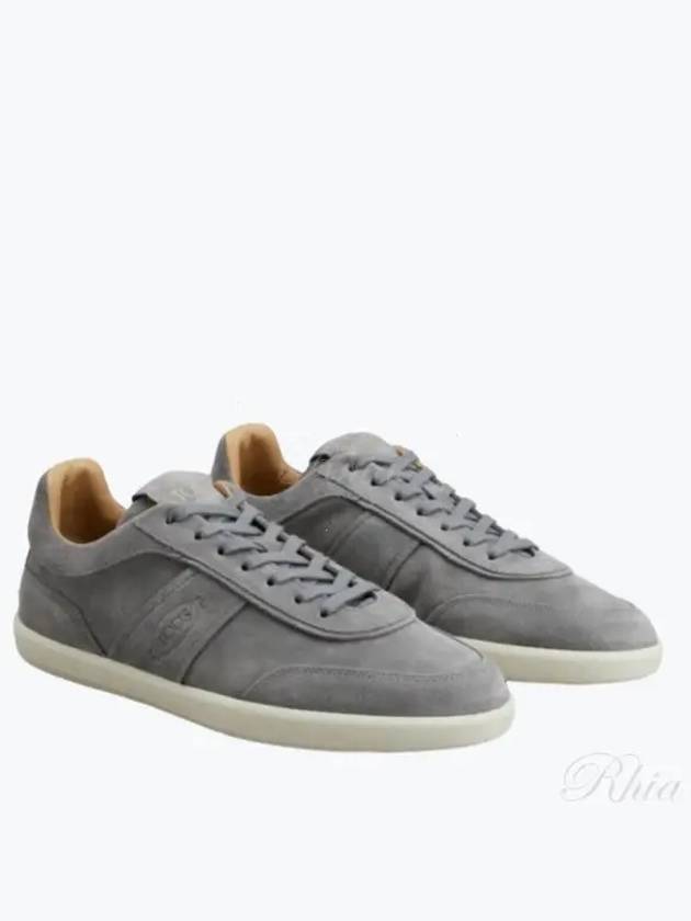 Stamp Logo Suede Low Top Sneakers Grey - TOD'S - BALAAN 2