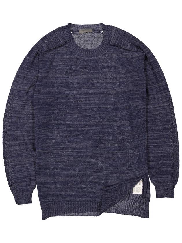 Yohji Yamamoto Navy Open Work Po Sweater, Brand Size 3 (Large) - YOHJI YAMAMOTO - BALAAN 1