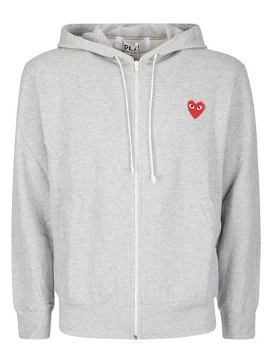 Red Heart Wappen Zip Up Hoodie Grey - COMME DES GARCONS - BALAAN 1