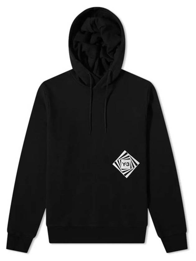 Illusion Logo Print Hoodie Black - Y-3 - BALAAN 1