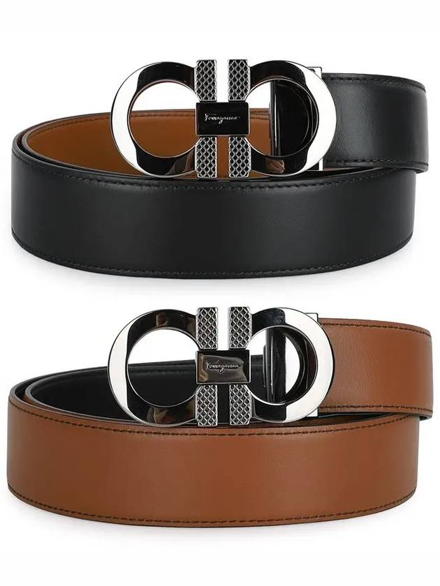 Reversible Leather Belt Black - SALVATORE FERRAGAMO - BALAAN 2