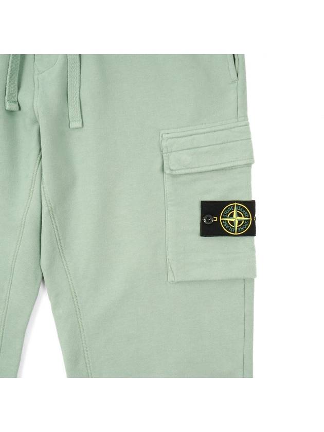 Garment Dyed Cotton Fleece Track Pants Light Green - STONE ISLAND - BALAAN 3