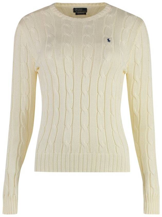 Embroidered Logo Pony Cable Knit Top Cream - POLO RALPH LAUREN - BALAAN 2