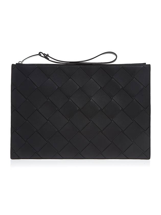 Intrecciato Strap Clutch Bag Black - BOTTEGA VENETA - BALAAN 1