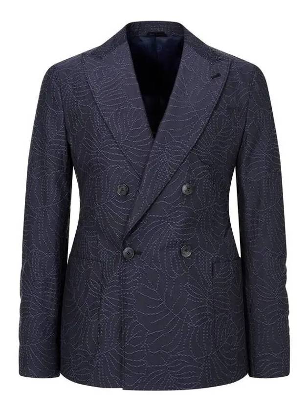 Men s Embroidery Pattern Peaked Double Jacket Dark Navy - GIORGIO ARMANI - BALAAN 1