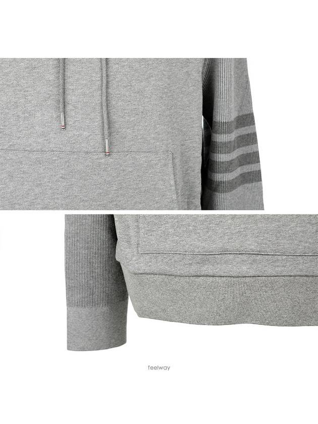 Classic Loopback 4-Bar Cotton Hoodie Grey - THOM BROWNE - BALAAN 6