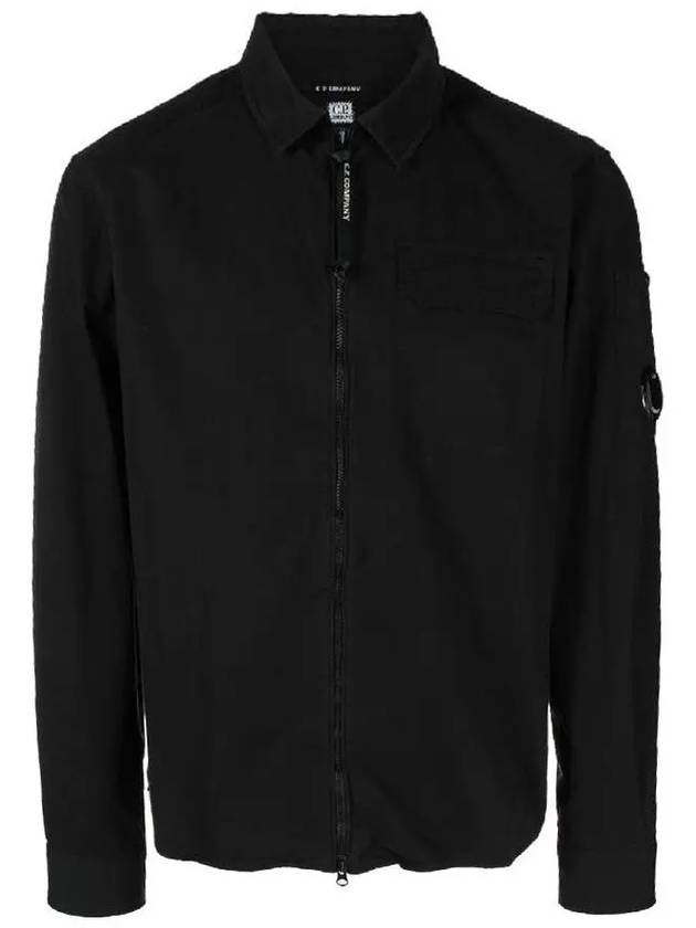 Lens Wappen Gabardine Shirt Zip-up Jacket Black - CP COMPANY - BALAAN 2