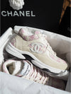 CC Logo Cotton Tweed Suede Calfskin Low Top Sneakers Pink Ecru - CHANEL - BALAAN 3