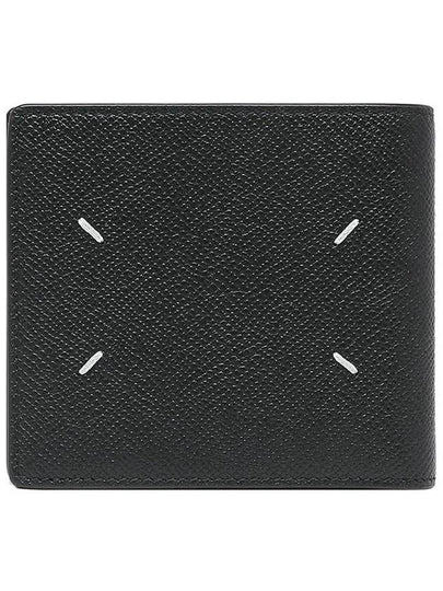 Stitched Bifold Leather Half Wallet Black - MAISON MARGIELA - BALAAN 2